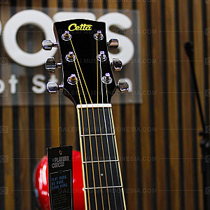 Cetta OM28CE BK Acoustic Electric Guitar, Black